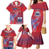 Custom Samoa 1962 Independence Day Custom Family Matching Mermaid Dress and Hawaiian Shirt Manuia le Aso Tuto'atasi Ula Nifo Red Art LT9 - Polynesian Pride