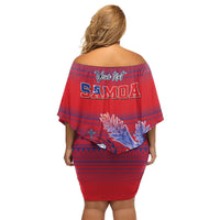 Custom Samoa 1962 Independence Day Custom Family Matching Off Shoulder Short Dress and Hawaiian Shirt Manuia le Aso Tuto'atasi Ula Nifo Red Art LT9 - Polynesian Pride