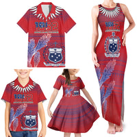 Custom Samoa 1962 Independence Day Custom Family Matching Tank Maxi Dress and Hawaiian Shirt Manuia le Aso Tuto'atasi Ula Nifo Red Art LT9 - Polynesian Pride
