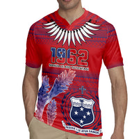 Custom Samoa 1962 Independence Day Custom Rugby Jersey Manuia le Aso Tuto'atasi Ula Nifo Red Art