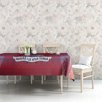 Custom Samoa 1962 Independence Day Custom Tablecloth Manuia le Aso Tuto'atasi Ula Nifo Red Art