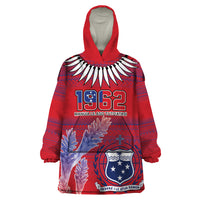 Custom Samoa 1962 Independence Day Custom Wearable Blanket Hoodie Manuia le Aso Tuto'atasi Ula Nifo Red Art LT9 One Size Red - Polynesian Pride