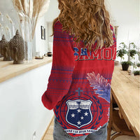 Custom Samoa 1962 Independence Day Custom Women Casual Shirt Manuia le Aso Tuto'atasi Ula Nifo Red Art LT9 - Polynesian Pride
