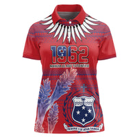 Custom Samoa 1962 Independence Day Custom Women Polo Shirt Manuia le Aso Tuto'atasi Ula Nifo Red Art LT9 Female Red - Polynesian Pride