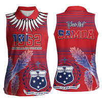 Custom Samoa 1962 Independence Day Custom Women Sleeveless Polo Shirt Manuia le Aso Tuto'atasi Ula Nifo Red Art LT9 - Polynesian Pride