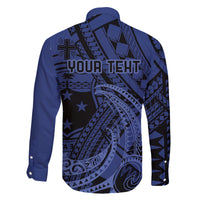 Custom Samoa 62nd Manuia le Aso Tuto'atasi Family Matching Off The Shoulder Long Sleeve Dress and Hawaiian Shirt Samoan Tatau Blue Art LT9 - Polynesian Pride