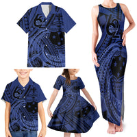 Custom Samoa 62nd Manuia le Aso Tuto'atasi Family Matching Tank Maxi Dress and Hawaiian Shirt Samoan Tatau Blue Art LT9 - Polynesian Pride