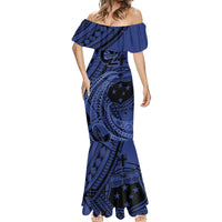 Custom Samoa 62nd Manuia le Aso Tuto'atasi Mermaid Dress Samoan Tatau Blue Art LT9 - Polynesian Pride