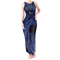 Custom Samoa 62nd Manuia le Aso Tuto'atasi Tank Maxi Dress Samoan Tatau Blue Art LT9 Women Blue - Polynesian Pride