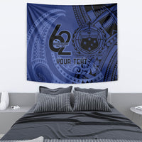 Custom Samoa 62nd Manuia le Aso Tuto'atasi Tapestry Samoan Tatau Blue Art