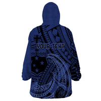 Custom Samoa 62nd Manuia le Aso Tuto'atasi Wearable Blanket Hoodie Samoan Tatau Blue Art LT9 - Polynesian Pride