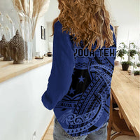 Custom Samoa 62nd Manuia le Aso Tuto'atasi Women Casual Shirt Samoan Tatau Blue Art LT9 - Polynesian Pride