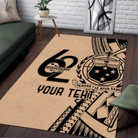 Custom Samoa Manuia le 62 Tausaga O le Tutoatasi Area Rug Samoan Tatau Beige Art LT9 Beige - Polynesian Pride