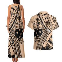 Custom Samoa Manuia le 62 Tausaga O le Tutoatasi Couples Matching Tank Maxi Dress and Hawaiian Shirt Samoan Tatau Beige Art LT9 - Polynesian Pride