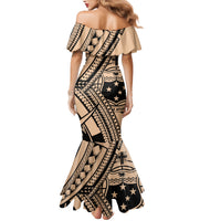 Custom Samoa Manuia le 62 Tausaga O le Tutoatasi Family Matching Mermaid Dress and Hawaiian Shirt Samoan Tatau Beige Art LT9 - Polynesian Pride