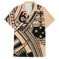 Custom Samoa Manuia le 62 Tausaga O le Tutoatasi Family Matching Off The Shoulder Long Sleeve Dress and Hawaiian Shirt Samoan Tatau Beige Art LT9 Dad's Shirt - Short Sleeve Beige - Polynesian Pride