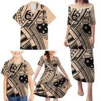 Custom Samoa Manuia le 62 Tausaga O le Tutoatasi Family Matching Puletasi and Hawaiian Shirt Samoan Tatau Beige Art LT9 - Polynesian Pride
