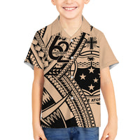 Custom Samoa Manuia le 62 Tausaga O le Tutoatasi Family Matching Short Sleeve Bodycon Dress and Hawaiian Shirt Samoan Tatau Beige Art LT9 Son's Shirt Beige - Polynesian Pride