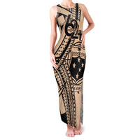 Custom Samoa Manuia le 62 Tausaga O le Tutoatasi Family Matching Tank Maxi Dress and Hawaiian Shirt Samoan Tatau Beige Art LT9 Mom's Dress Beige - Polynesian Pride