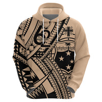 Custom Samoa Manuia le 62 Tausaga O le Tutoatasi Hoodie Samoan Tatau Beige Art LT9 - Polynesian Pride