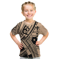 Custom Samoa Manuia le 62 Tausaga O le Tutoatasi Kid T Shirt Samoan Tatau Beige Art LT9 Beige - Polynesian Pride