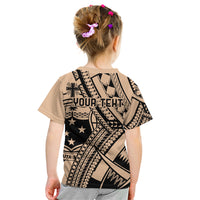 Custom Samoa Manuia le 62 Tausaga O le Tutoatasi Kid T Shirt Samoan Tatau Beige Art LT9 - Polynesian Pride