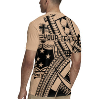 Custom Samoa Manuia le 62 Tausaga O le Tutoatasi Rugby Jersey Samoan Tatau Beige Art LT9 - Polynesian Pride