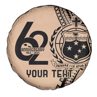 Custom Samoa Manuia le 62 Tausaga O le Tutoatasi Spare Tire Cover Samoan Tatau Beige Art LT9 - Polynesian Pride