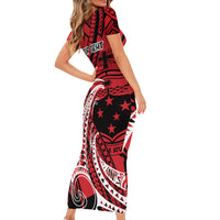 Custom Samoa Manuia le 62 Tausaga O le Tutoatasi Family Matching Short Sleeve Bodycon Dress and Hawaiian Shirt Samoan Tatau Red Art LT9 - Polynesian Pride