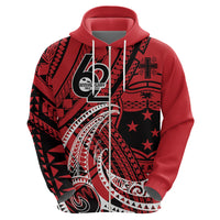 Custom Samoa Manuia le 62 Tausaga O le Tutoatasi Hoodie Samoan Tatau Red Art LT9 - Polynesian Pride