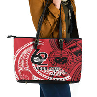Custom Samoa Manuia le 62 Tausaga O le Tutoatasi Leather Tote Bag Samoan Tatau Red Art LT9 - Polynesian Pride