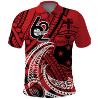 Custom Samoa Manuia le 62 Tausaga O le Tutoatasi Polo Shirt Samoan Tatau Red Art LT9 Red - Polynesian Pride