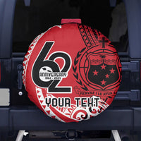 Custom Samoa Manuia le 62 Tausaga O le Tutoatasi Spare Tire Cover Samoan Tatau Red Art LT9 - Polynesian Pride