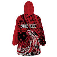 Custom Samoa Manuia le 62 Tausaga O le Tutoatasi Wearable Blanket Hoodie Samoan Tatau Red Art LT9 - Polynesian Pride
