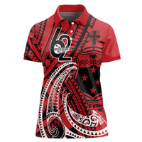 Custom Samoa Manuia le 62 Tausaga O le Tutoatasi Women Polo Shirt Samoan Tatau Red Art LT9 Female Red - Polynesian Pride