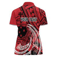 Custom Samoa Manuia le 62 Tausaga O le Tutoatasi Women Polo Shirt Samoan Tatau Red Art LT9 - Polynesian Pride