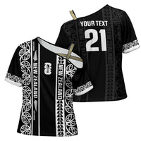 Custom New Zealand Football White Fern Supporter Cross Shoulder Shirt LT9 - Polynesian Pride