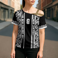 Custom New Zealand Football White Fern Supporter Cross Shoulder Shirt LT9 - Polynesian Pride