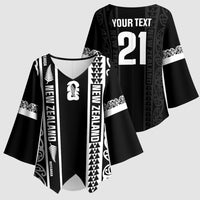 Custom New Zealand Football White Fern Supporter Kimono Sleeve Blouse LT9 - Polynesian Pride