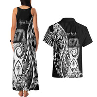 671 Guam Personalised Couples Matching Tank Maxi Dress and Hawaiian Shirt Latte Stone Tribal LT9 - Polynesian Pride