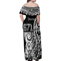 671 Guam Personalised Family Matching Off Shoulder Maxi Dress and Hawaiian Shirt Latte Stone Tribal LT9 - Polynesian Pride
