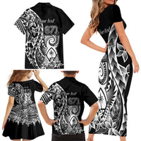 671 Guam Personalised Family Matching Short Sleeve Bodycon Dress and Hawaiian Shirt Latte Stone Tribal LT9 - Polynesian Pride