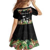 671 Guam Personalised Family Matching Long Sleeve Bodycon Dress and Hawaiian Shirt Latte Stone and Tropical Flowers LT9 - Polynesian Pride