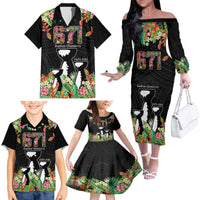 671 Guam Personalised Family Matching Off The Shoulder Long Sleeve Dress and Hawaiian Shirt Latte Stone and Tropical Flowers LT9 - Polynesian Pride