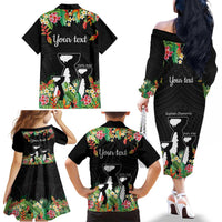 671 Guam Personalised Family Matching Off The Shoulder Long Sleeve Dress and Hawaiian Shirt Latte Stone and Tropical Flowers LT9 - Polynesian Pride
