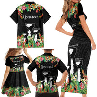 671 Guam Personalised Family Matching Short Sleeve Bodycon Dress and Hawaiian Shirt Latte Stone and Tropical Flowers LT9 - Polynesian Pride