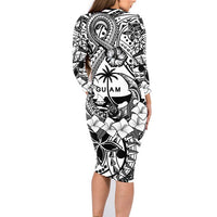 Guam Hafa Adai Guasali Flowers Family Matching Long Sleeve Bodycon Dress and Hawaiian Shirt LT9 - Polynesian Pride