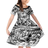Guam Hafa Adai Guasali Flowers Family Matching Mermaid Dress and Hawaiian Shirt LT9 Daughter's Dress Black - Polynesian Pride