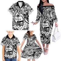Guam Hafa Adai Guasali Flowers Family Matching Off The Shoulder Long Sleeve Dress and Hawaiian Shirt LT9 - Polynesian Pride
