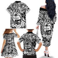 Guam Hafa Adai Guasali Flowers Family Matching Off The Shoulder Long Sleeve Dress and Hawaiian Shirt LT9 - Polynesian Pride